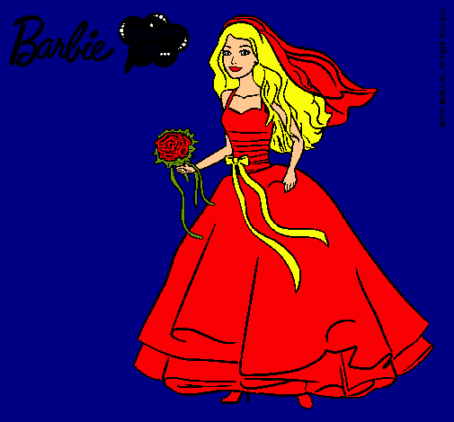 Dibujo Barbie vestida de novia pintado por amalia