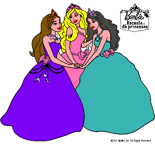 Dibujo Barbie y sus amigas princesas pintado por kategack