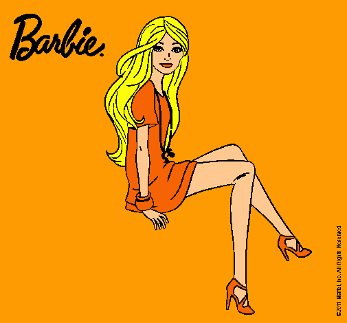 Dibujo Barbie sentada pintado por amalia