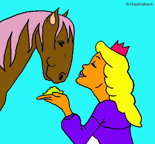 Dibujo Princesa y caballo pintado por Yesly