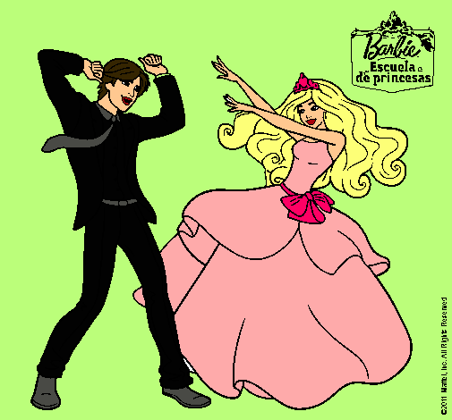 Dibujo Barbie bailando con un amigo pintado por Lilith