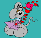 Dibujo Ratón enamorado pintado por corazones