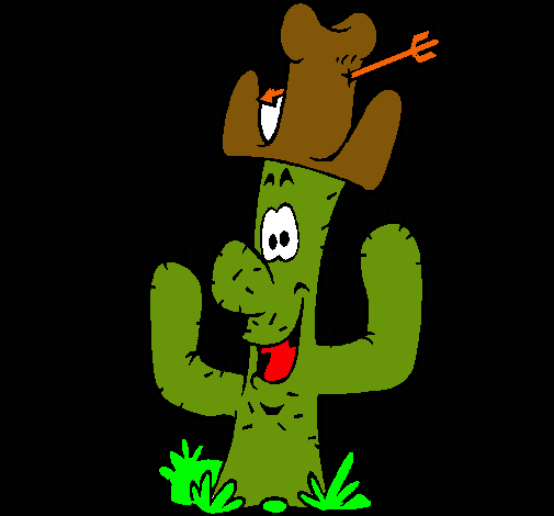 Dibujo Cactus con sombrero pintado por 20032000