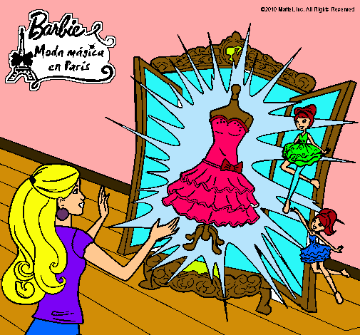 Dibujo El vestido mágico de Barbie pintado por tania11