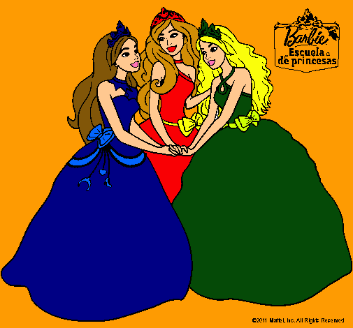 Dibujo Barbie y sus amigas princesas pintado por amalia