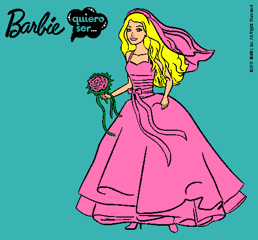 Dibujo Barbie vestida de novia pintado por amalia