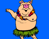 Dibujo Cerdo hawaiano pintado por deozmaiden