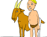 Dibujo Cabra y niño africano pintado por gimpo