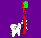 Dibujo Muela y cepillo de dientes pintado por cepillo