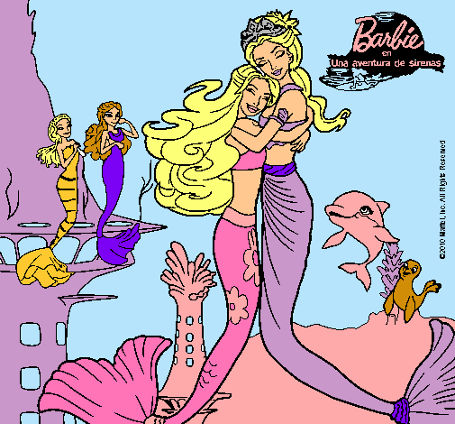Dibujo Barbie sirena y la reina sirena pintado por dianagc