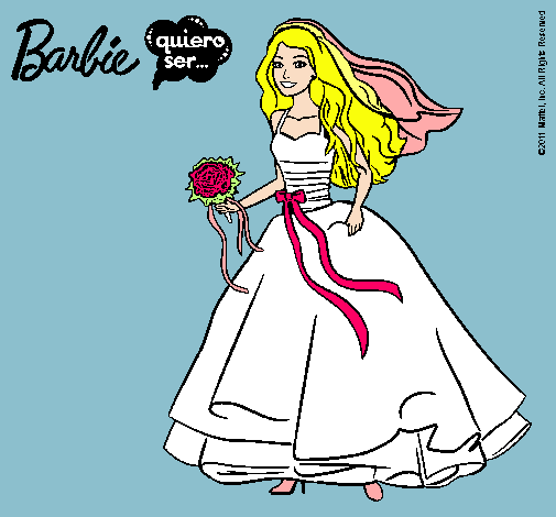 Dibujo Barbie vestida de novia pintado por vanhee