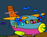 Dibujo Avión despegando pintado por serrato