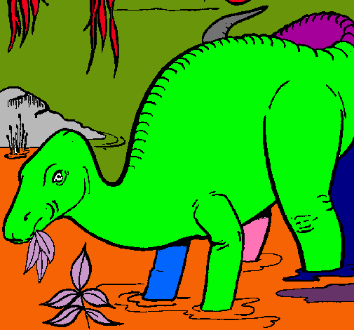 Dibujo Dinosaurio comiendo pintado por Pipo161107