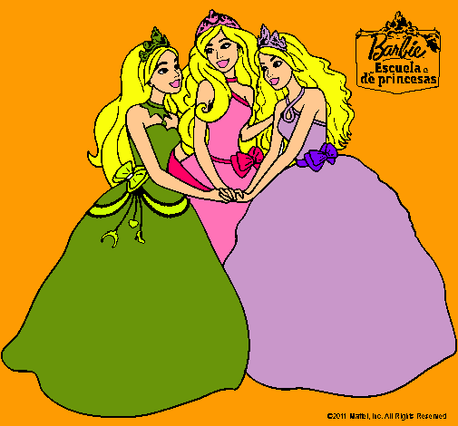 Dibujo Barbie y sus amigas princesas pintado por amalia