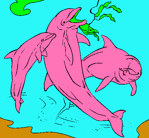 Dibujo Delfines jugando pintado por urbina