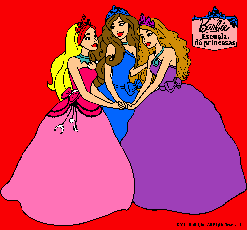 Dibujo Barbie y sus amigas princesas pintado por zhamaka