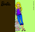 Dibujo Barbie con cazadora de cuadros pintado por pivon