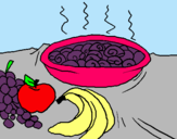 Dibujo Fruta y caracoles a la cazuela pintado por marilinda