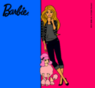 Dibujo Barbie con cazadora de cuadros pintado por guarda