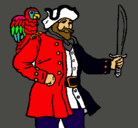 Dibujo Pirata con un loro pintado por habbo9