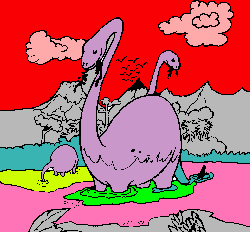 Dibujo Apatosaurios en el agua pintado por ALEXrojas2006