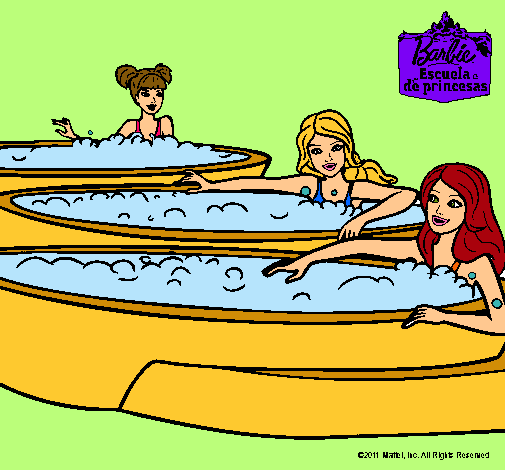 Dibujo Barbie y sus amigas en el jacuzzi pintado por cheidi1