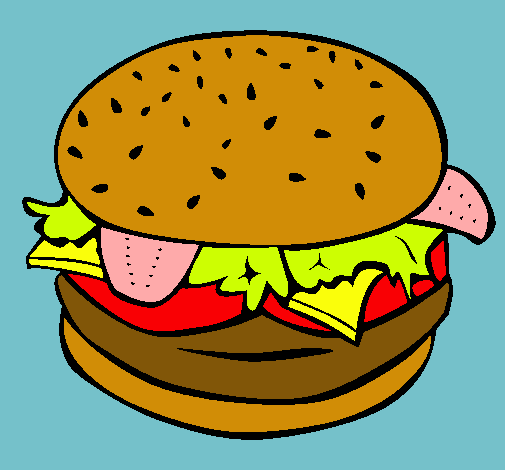 Dibujo Hamburguesa completa pintado por dominic