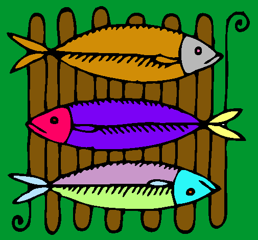 Dibujo Pescado a la brasa pintado por karinamaydeli