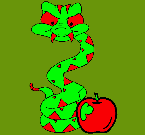 Dibujo Serpiente y manzana pintado por yazmile