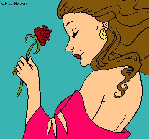 Dibujo Princesa con una rosa pintado por ladygaga