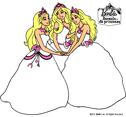 Dibujo Barbie y sus amigas princesas pintado por ela112233