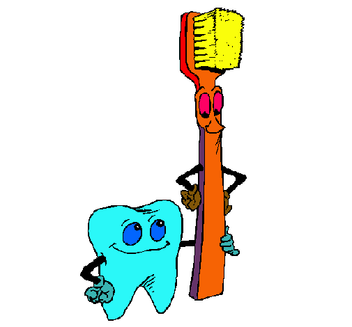 Dibujo Muela y cepillo de dientes pintado por nachoanton