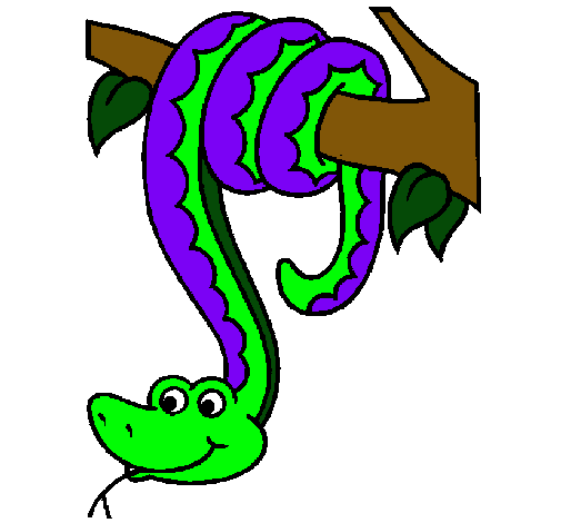 Dibujo Serpiente colgada de un árbol pintado por nuni840