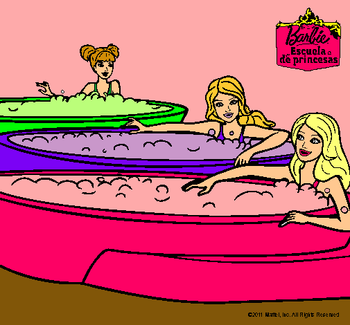 Dibujo Barbie y sus amigas en el jacuzzi pintado por valeria123