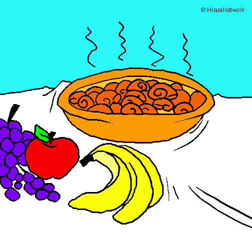 Dibujo Fruta y caracoles a la cazuela pintado por hilia-andy