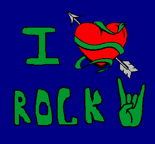 Dibujo I love rock pintado por amalia