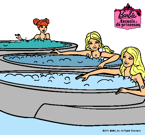 Dibujo Barbie y sus amigas en el jacuzzi pintado por ela112233