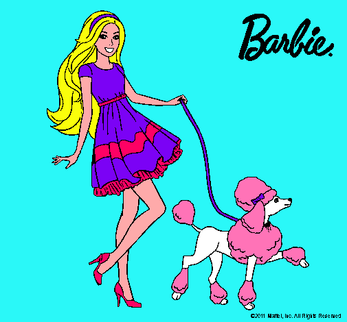 Dibujo Barbie paseando a su mascota pintado por maka10