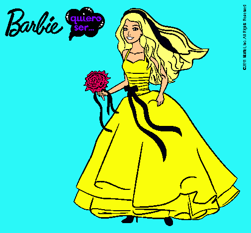 Dibujo Barbie vestida de novia pintado por valeria123