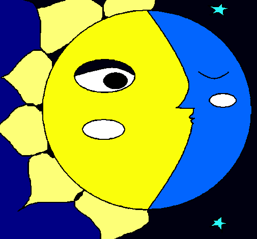 Dibujo Sol y luna 3 pintado por tous