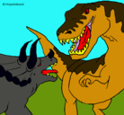 Dibujo Lucha de dinosaurios pintado por Carlotasv