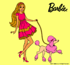 Dibujo Barbie paseando a su mascota pintado por guarda