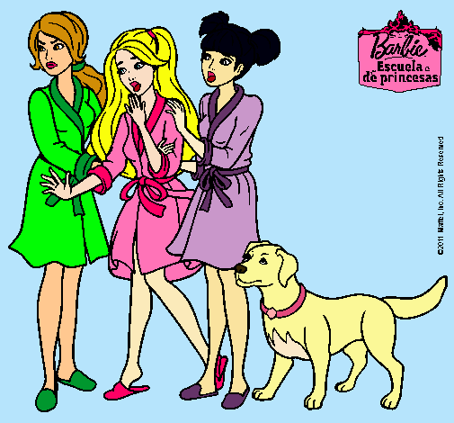Dibujo Barbie y sus amigas en bata pintado por yaralee610