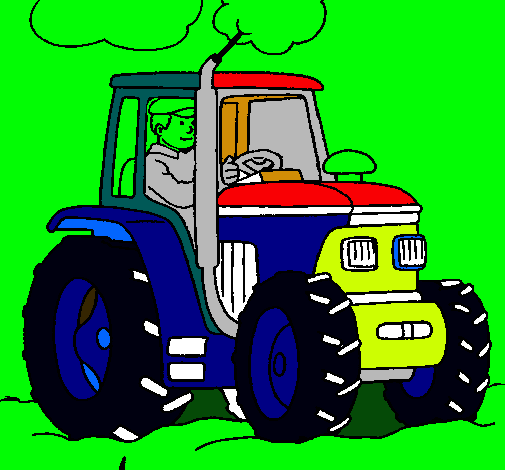 Dibujo Tractor en funcionamiento pintado por ZRAMOS