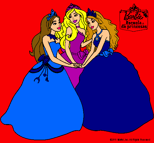 Dibujo Barbie y sus amigas princesas pintado por amalia