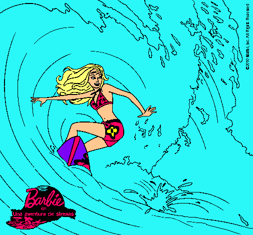 Dibujo Barbie practicando surf pintado por valeria123