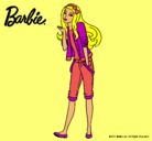 Dibujo Barbie con look casual pintado por guarda