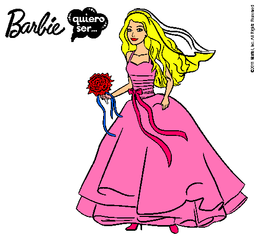 Dibujo Barbie vestida de novia pintado por shakir