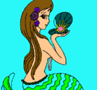 Dibujo Sirena y perla pintado por kawi