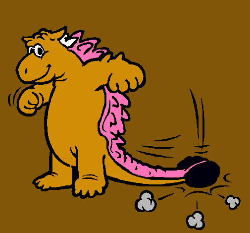 Dibujo Dinosaurio moviendo la cola pintado por jotate
